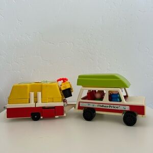 Vintage Fisher-Price Little People #992 Play Family CAR & CAMPER 100% Complete